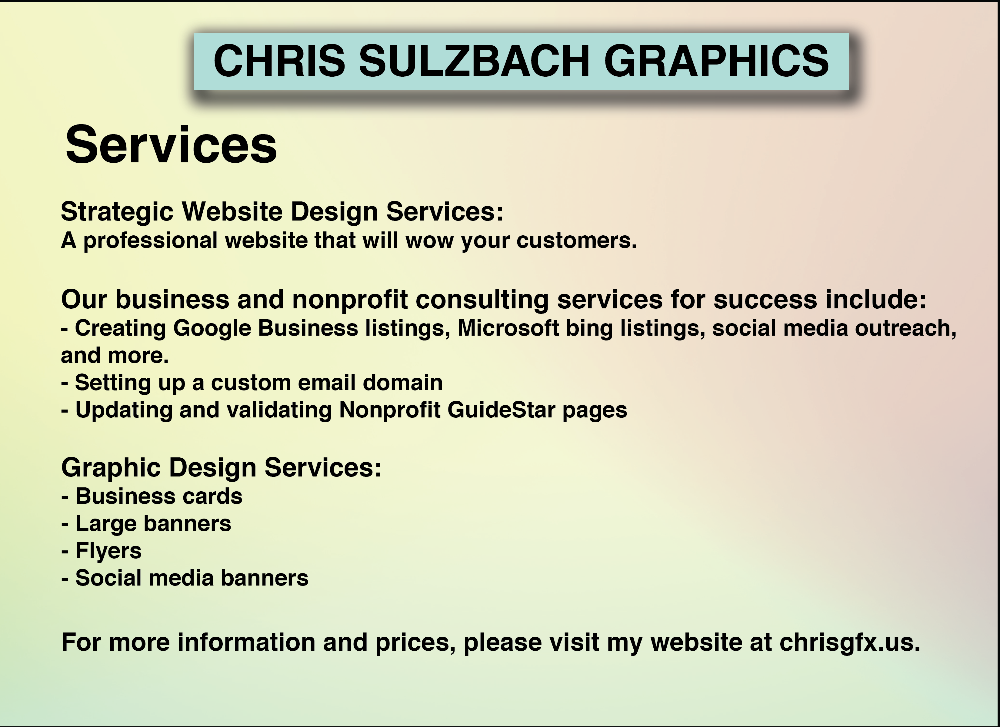 Chris Sulzbach Graphics ad