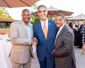 Photo of Corporate_Citizen_Honoree_Danny_Bakewell_Jr_with_Past_Chamber_Chairs_Ishmael_Trone_and_Raphael_Henderson