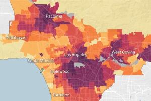 Map of COVID cases in LA County